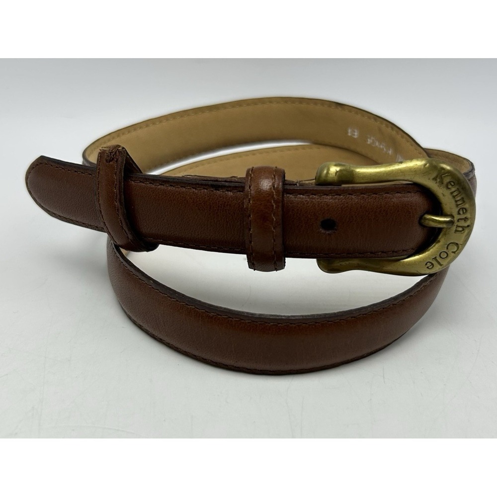 Kenneth Cole New York Leather Belt Womens Small 26 Brown Thin K9105